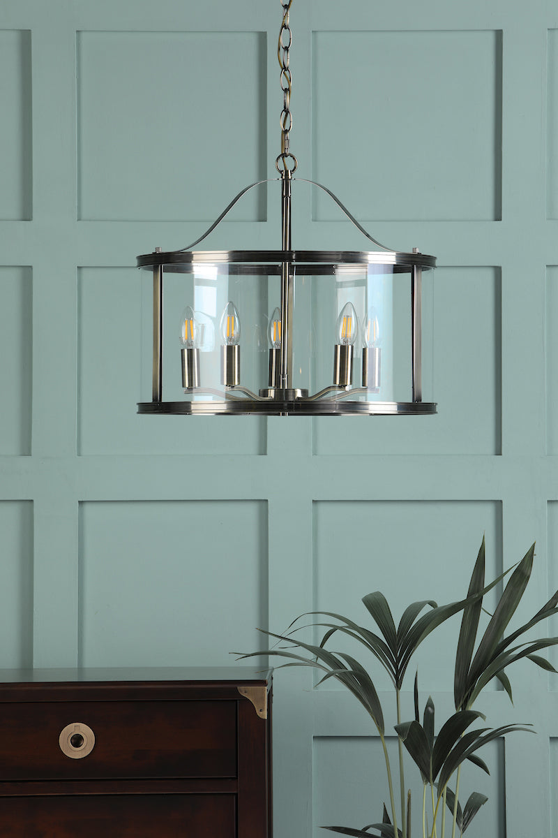 Harrington | Elegant Antique Brass 5-Light Pendant Chandelier 4