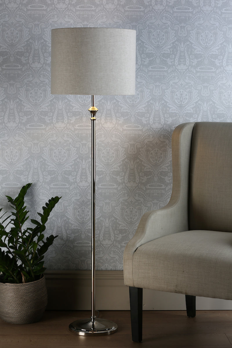 Luminara | Elegant Polished Nickel Modern Floor Lamp for Living Room 1