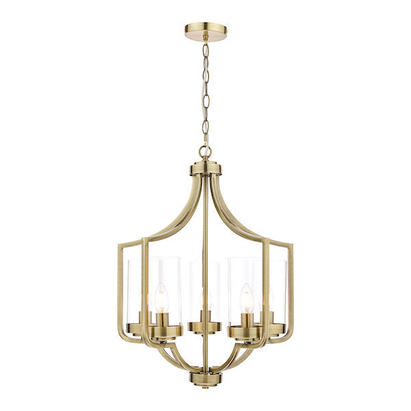 Freyza - Lustre Laura Ashley Joseph à 5 lumières en laiton vieilli