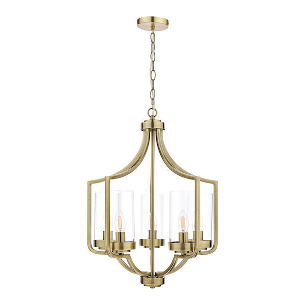 Freyza - Lustre Laura Ashley Joseph à 5 lumières en laiton vieilli
