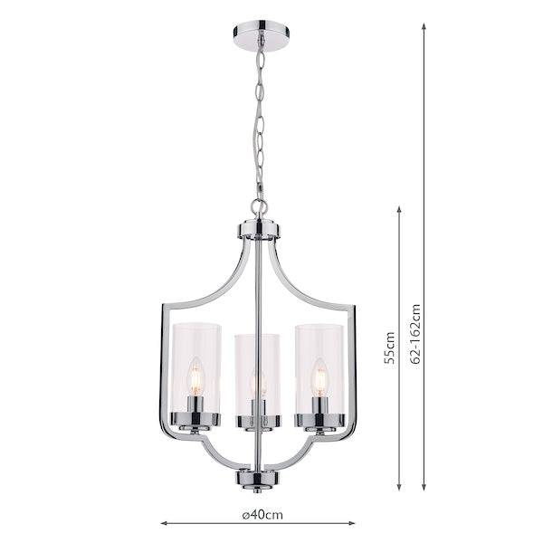 Freyza - Laura Ashley Joseph Polished Chrome 3 Light Chandelier