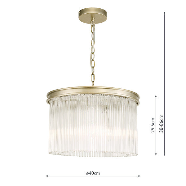 Freyza – Laura Ashley Manon 3-flammige Pendelleuchte, Champagner, Klarglas