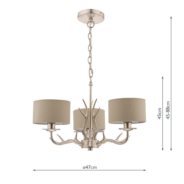 AntlerGlow | Rustic Elegant 3-Light Chandelier with Shades 7