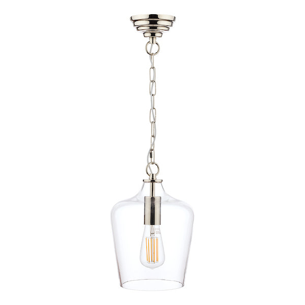 Freyza – Laura Ashley Ockley-Pendelleuchte, poliertes Chrom und Glas