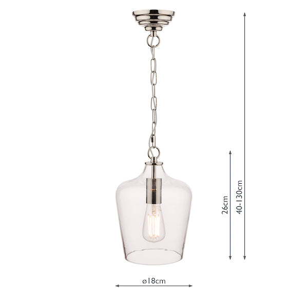 Freyza – Laura Ashley Ockley-Pendelleuchte, poliertes Chrom und Glas