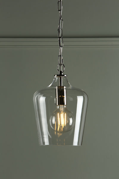 Freyza – Laura Ashley Ockley-Pendelleuchte, poliertes Chrom und Glas