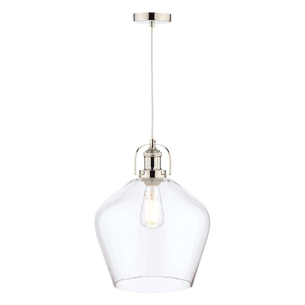 Freyza - Laura Ashley grand luminaire suspendu en verre transparent Rye