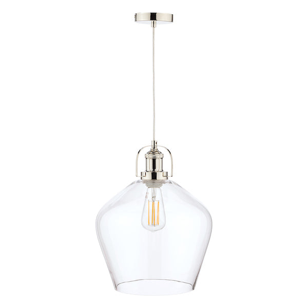 Freyza - Laura Ashley grand luminaire suspendu en verre transparent Rye