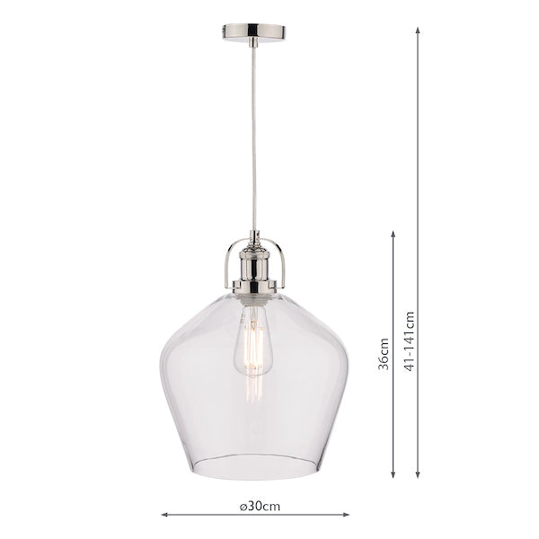 Freyza - Laura Ashley grand luminaire suspendu en verre transparent Rye