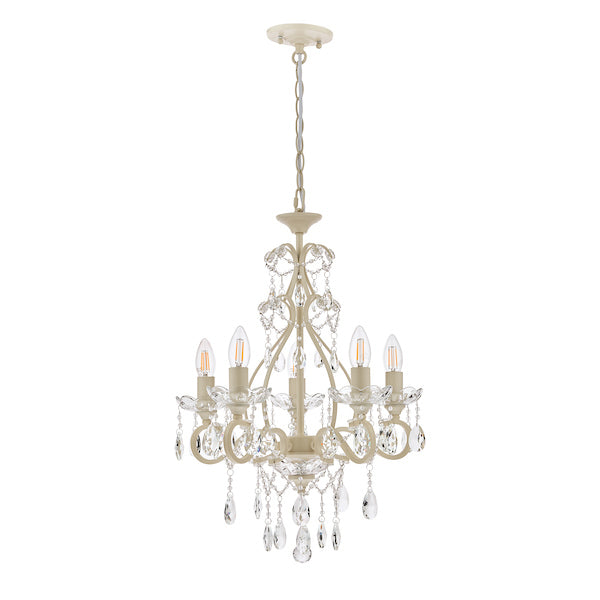 Freyza - Lustre Laura Ashley Shamley à 5 lumières blanc mat