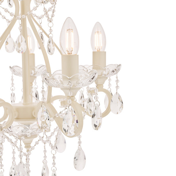 Freyza - Lustre Laura Ashley Shamley à 5 lumières blanc mat
