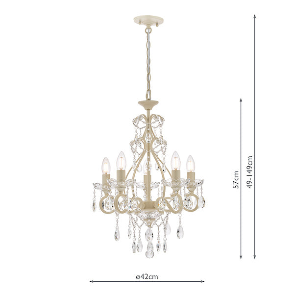 Freyza - Lustre Laura Ashley Shamley à 5 lumières blanc mat