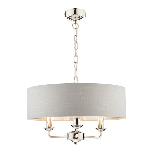 Freyza - Laura Ashley Sorrento 3lt Pendant Polished Nickel with Silver Shade