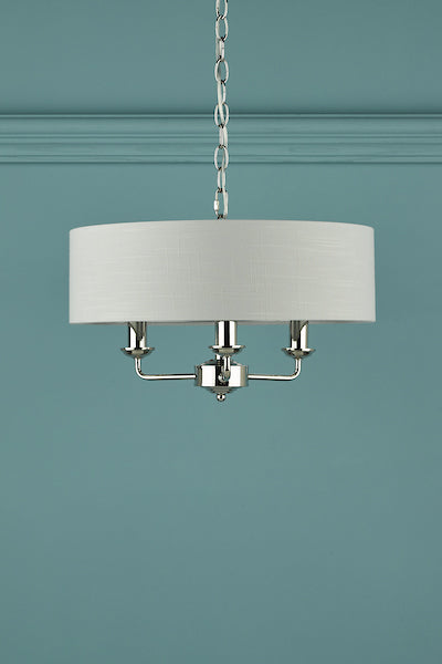 Freyza - Laura Ashley Sorrento 3lt Pendant Polished Nickel with Silver Shade
