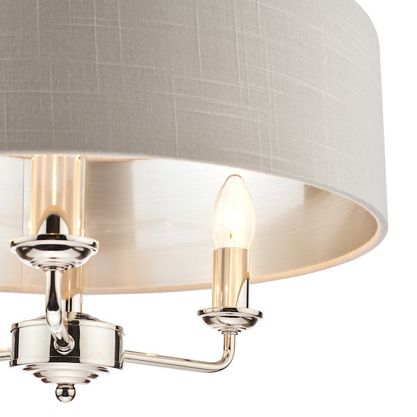 Freyza - Laura Ashley Sorrento 3lt Pendant Polished Nickel with Silver Shade