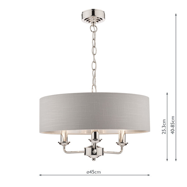 Freyza - Laura Ashley Sorrento 3lt Pendant Polished Nickel with Silver Shade