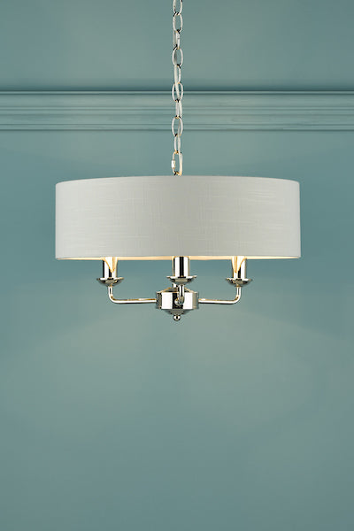 Freyza - Laura Ashley Sorrento 3lt Pendant Polished Nickel with Silver Shade