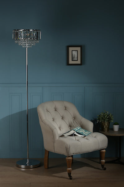 ViennaCrystal | Elegant Polished Chrome Art Deco Floor Lamp 2