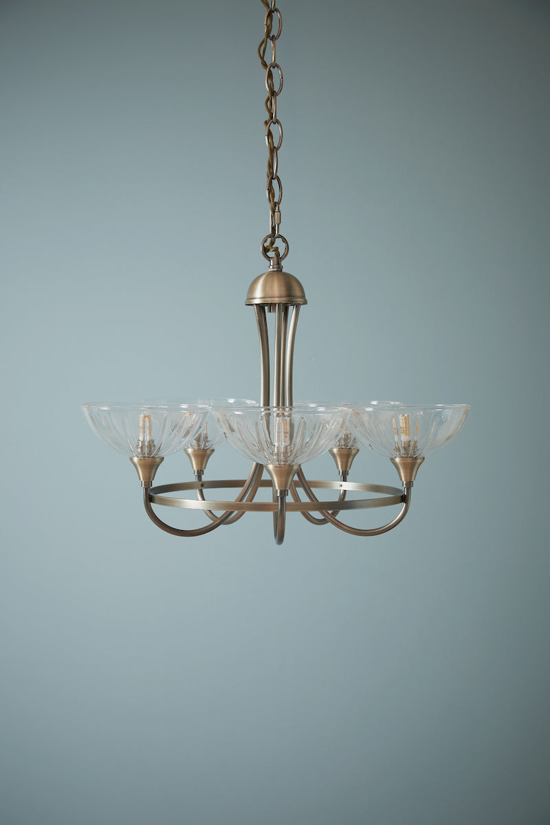 Freyza - Laura Ashley Wellham 5 Light Armed Pendant Antique Brass