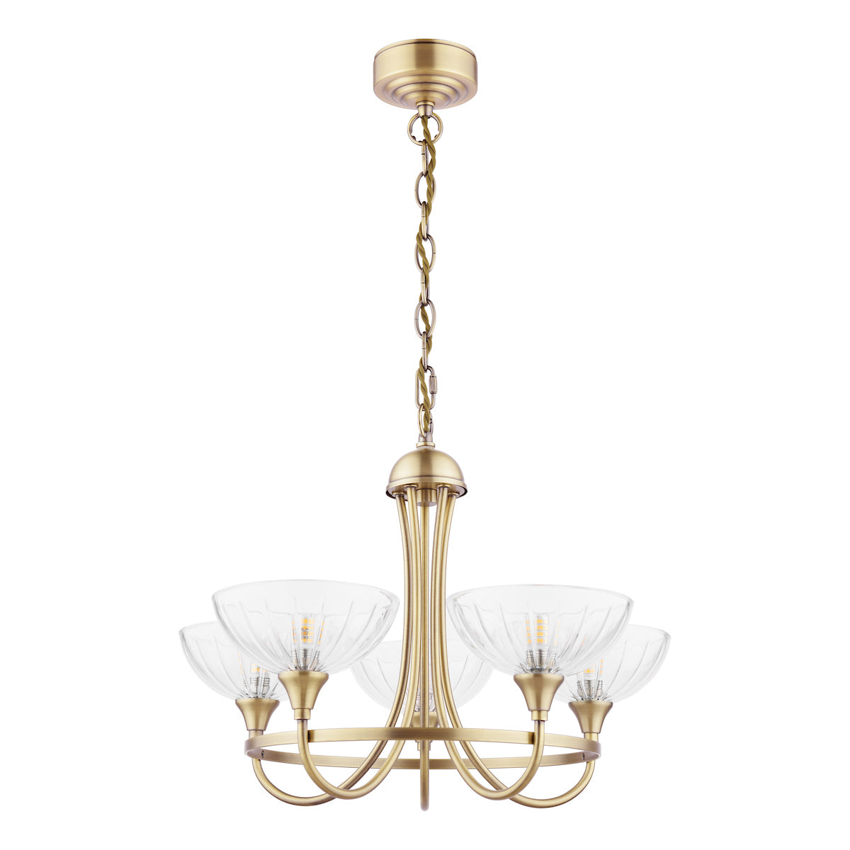 Freyza - Laura Ashley Wellham 5 Light Armed Pendant Antique Brass