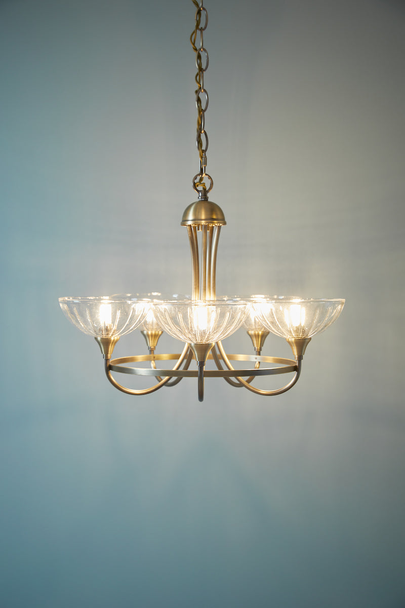 Freyza - Laura Ashley Wellham 5 Light Armed Pendant Antique Brass