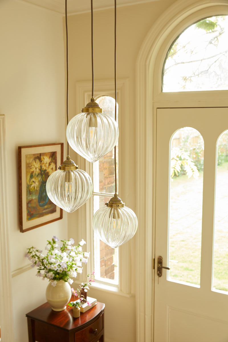 Freyza - Whitham 3 Light Cluster Pendant Antique Brass