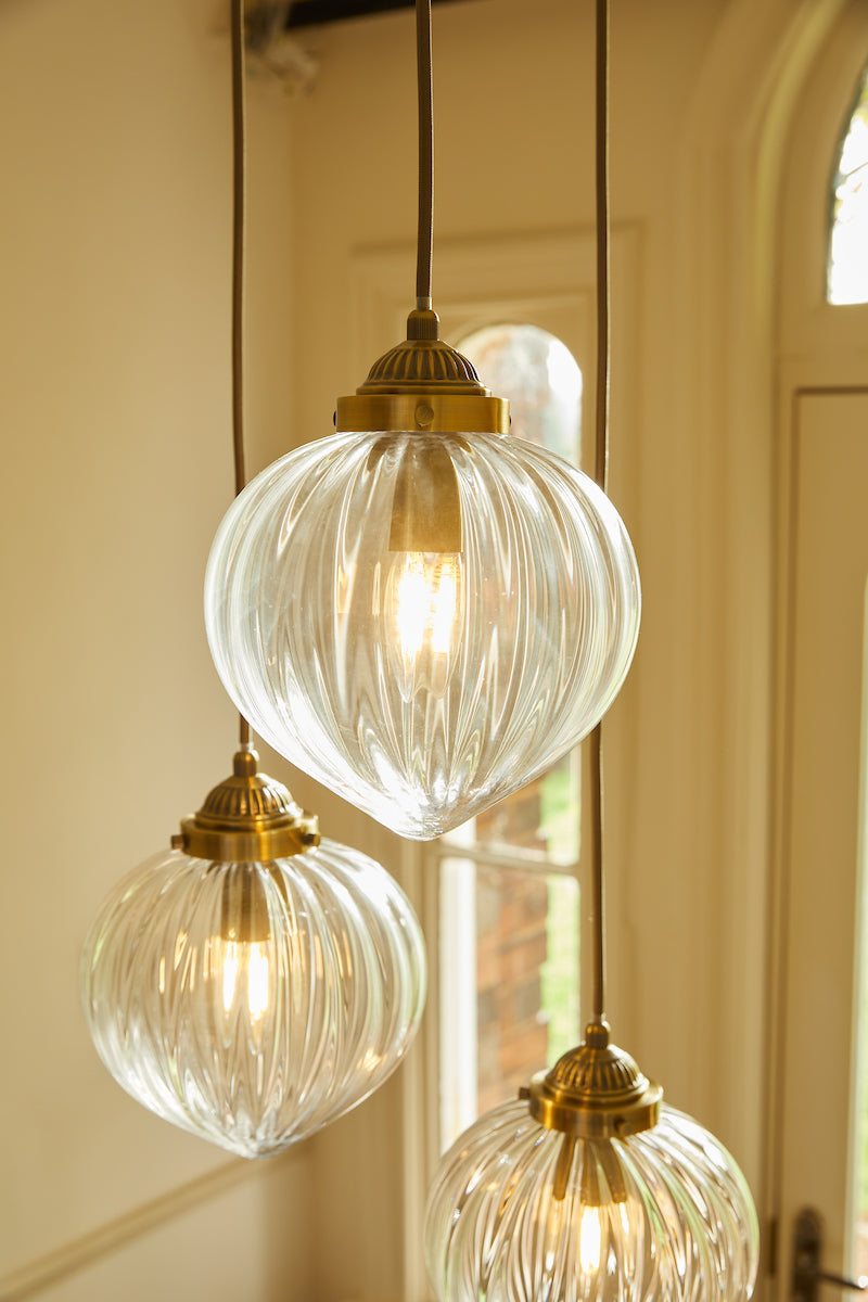 Freyza - Whitham 3 Light Cluster Pendant Antique Brass