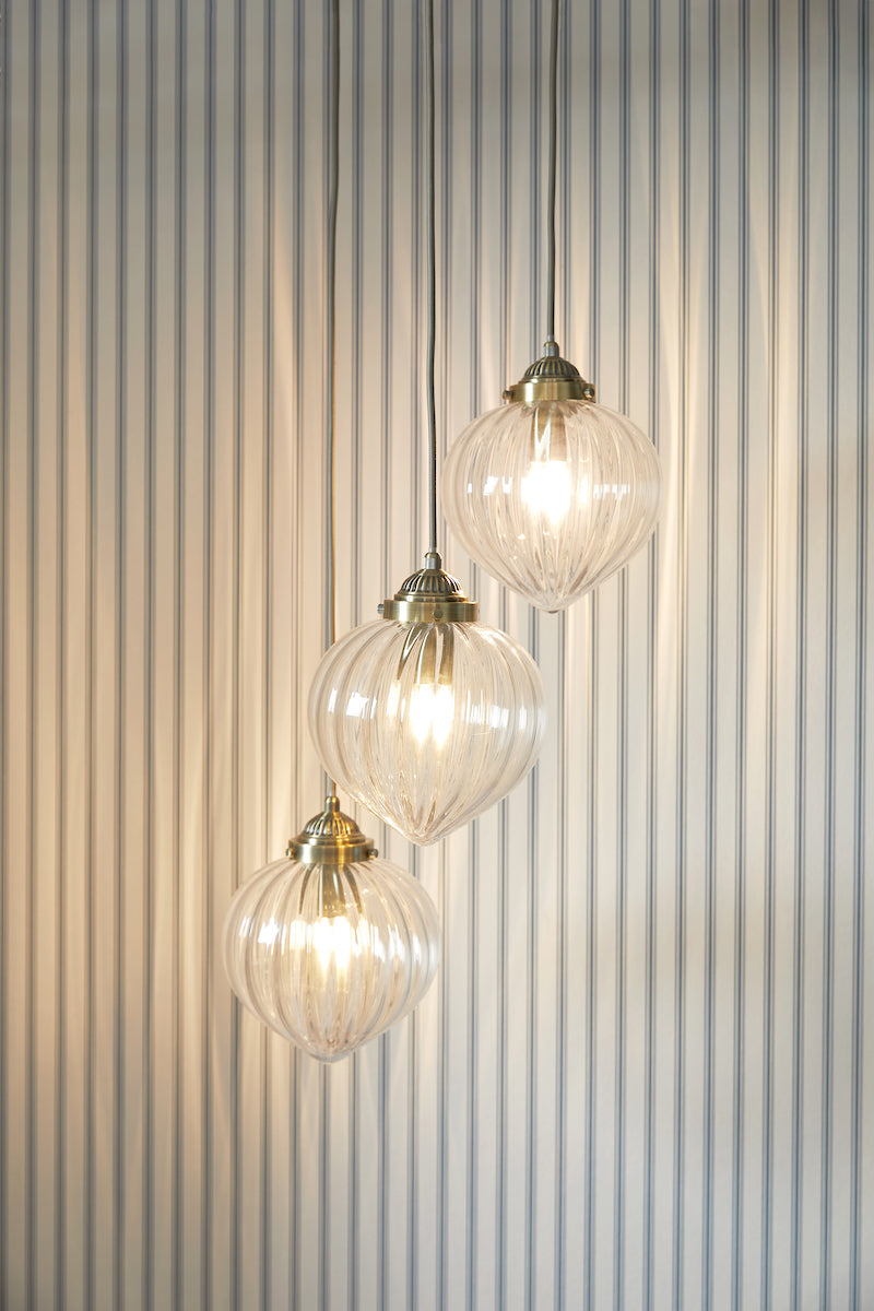 Freyza - Whitham 3 Light Cluster Pendant Antique Brass