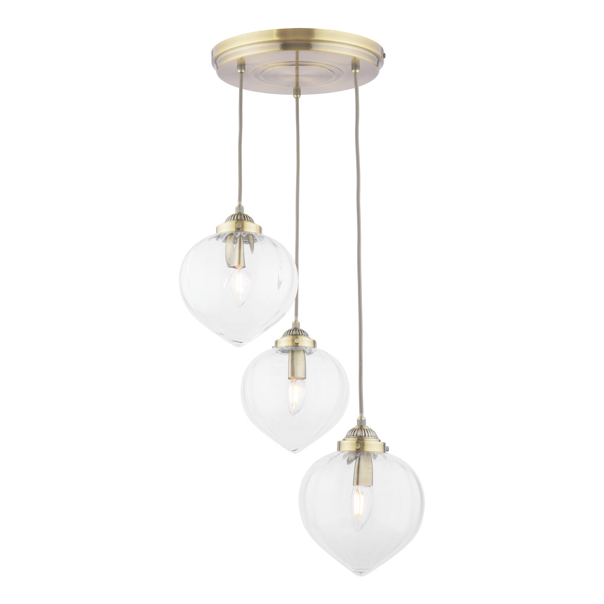 Freyza - Whitham 3 Light Cluster Pendant Antique Brass