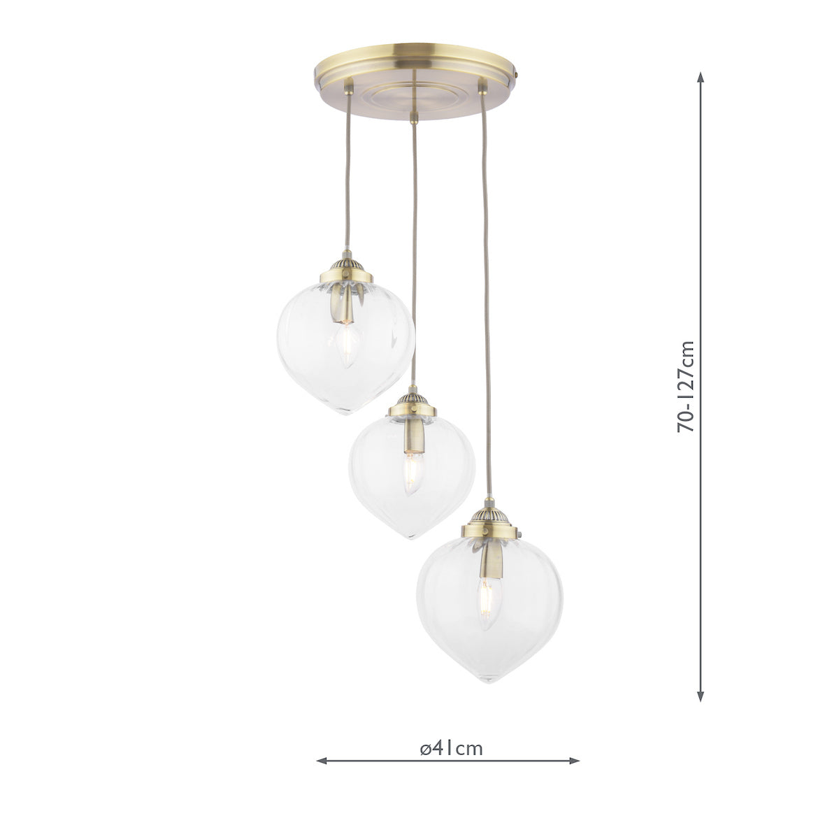 Freyza - Whitham 3 Light Cluster Pendant Antique Brass
