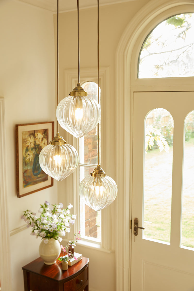 Freyza - Whitham 3 Light Cluster Pendant Antique Brass