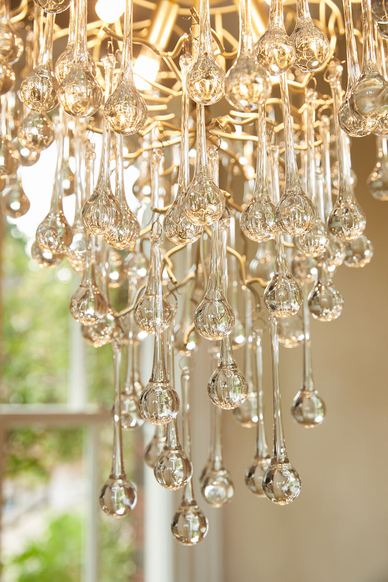Freyza - Suspension Laura Ashley Willow à 4 lumières, champagne satiné et cristal