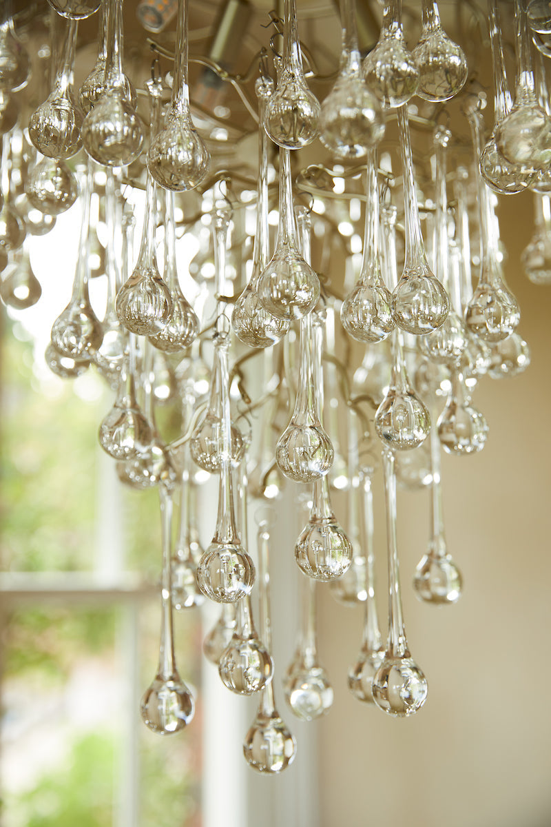 Freyza - Suspension Laura Ashley Willow à 4 lumières, champagne satiné et cristal