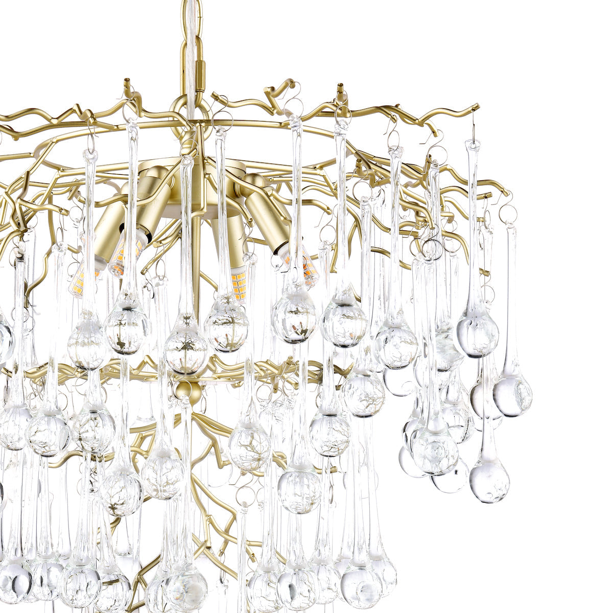 Freyza - Suspension Laura Ashley Willow à 4 lumières, champagne satiné et cristal