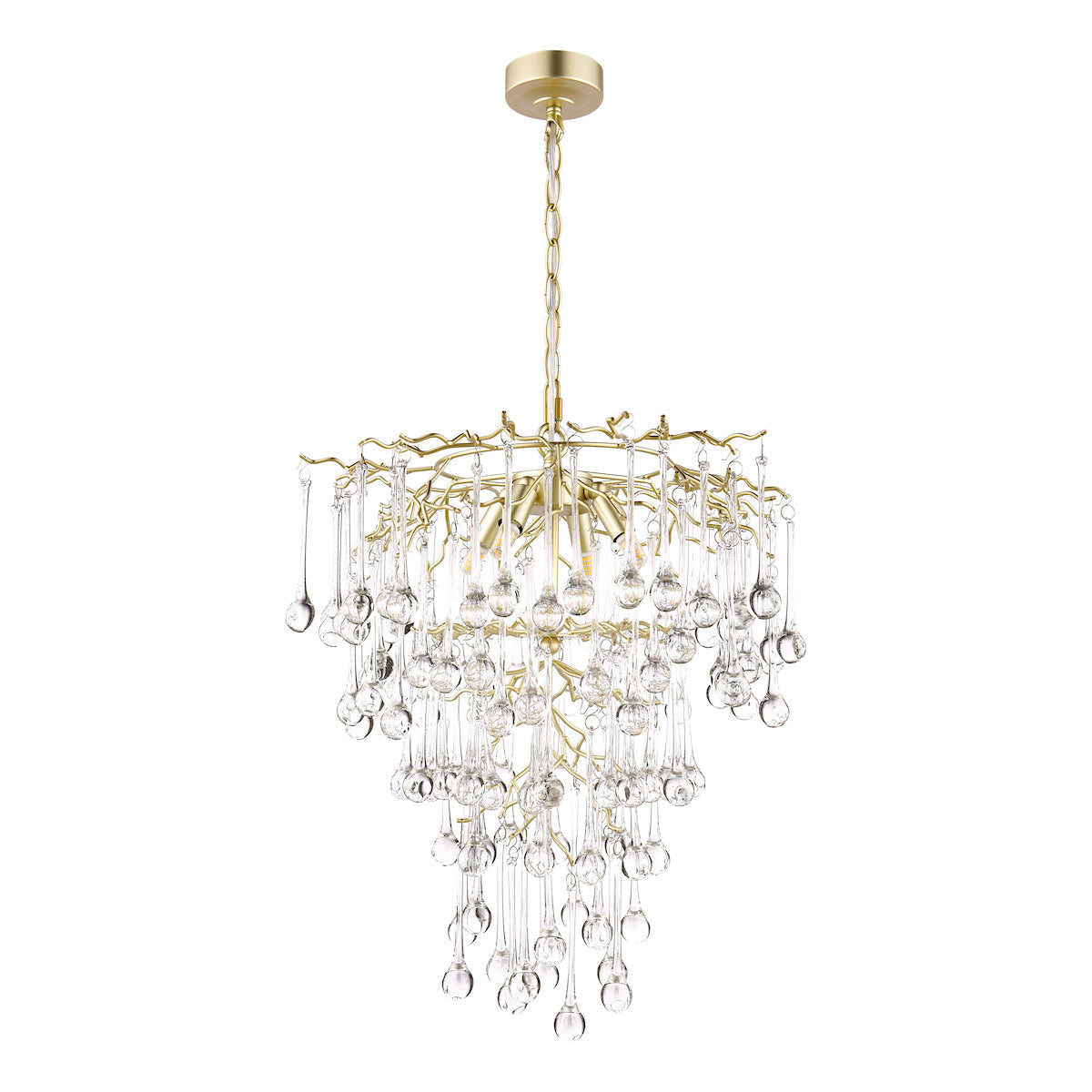Freyza - Suspension Laura Ashley Willow à 4 lumières, champagne satiné et cristal