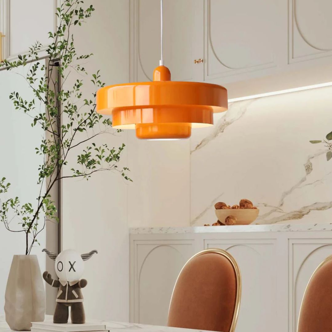 Layered Hanging Lamp | Geometric Pendant Light with Adjustable Suspension | Modern Kitchen Lighting for Stylish Interiors 2