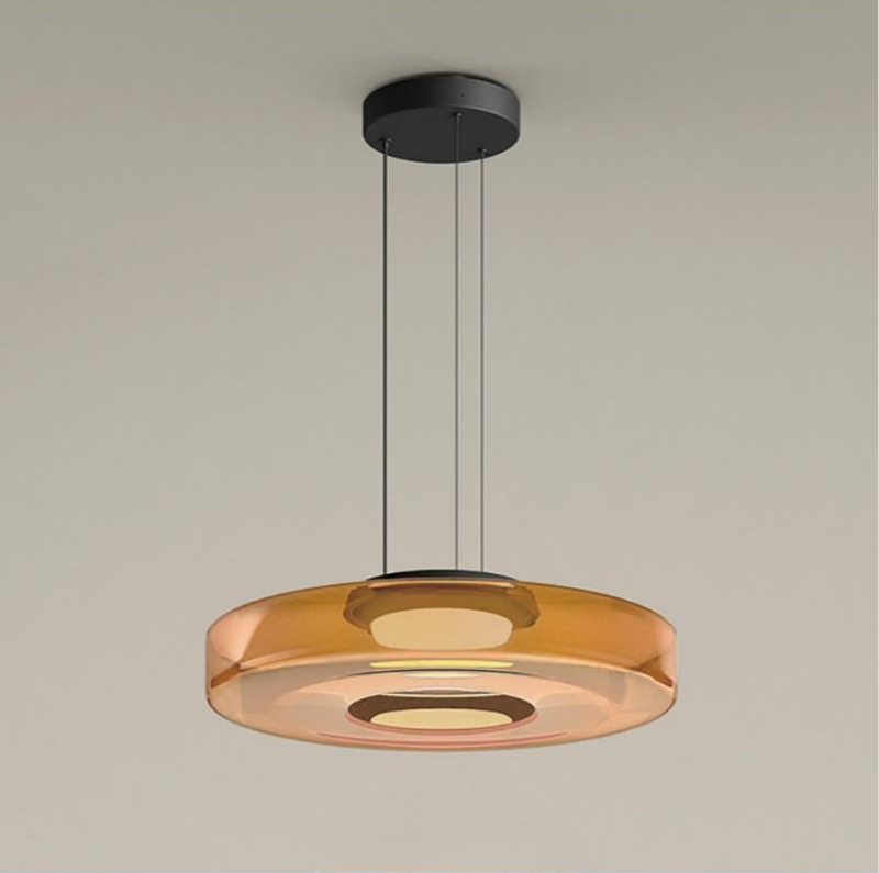 Layered Hanging Lamp | Modern Glass Pendant Light with Warm Tones | Unique Design for Cozy Atmosphere 0