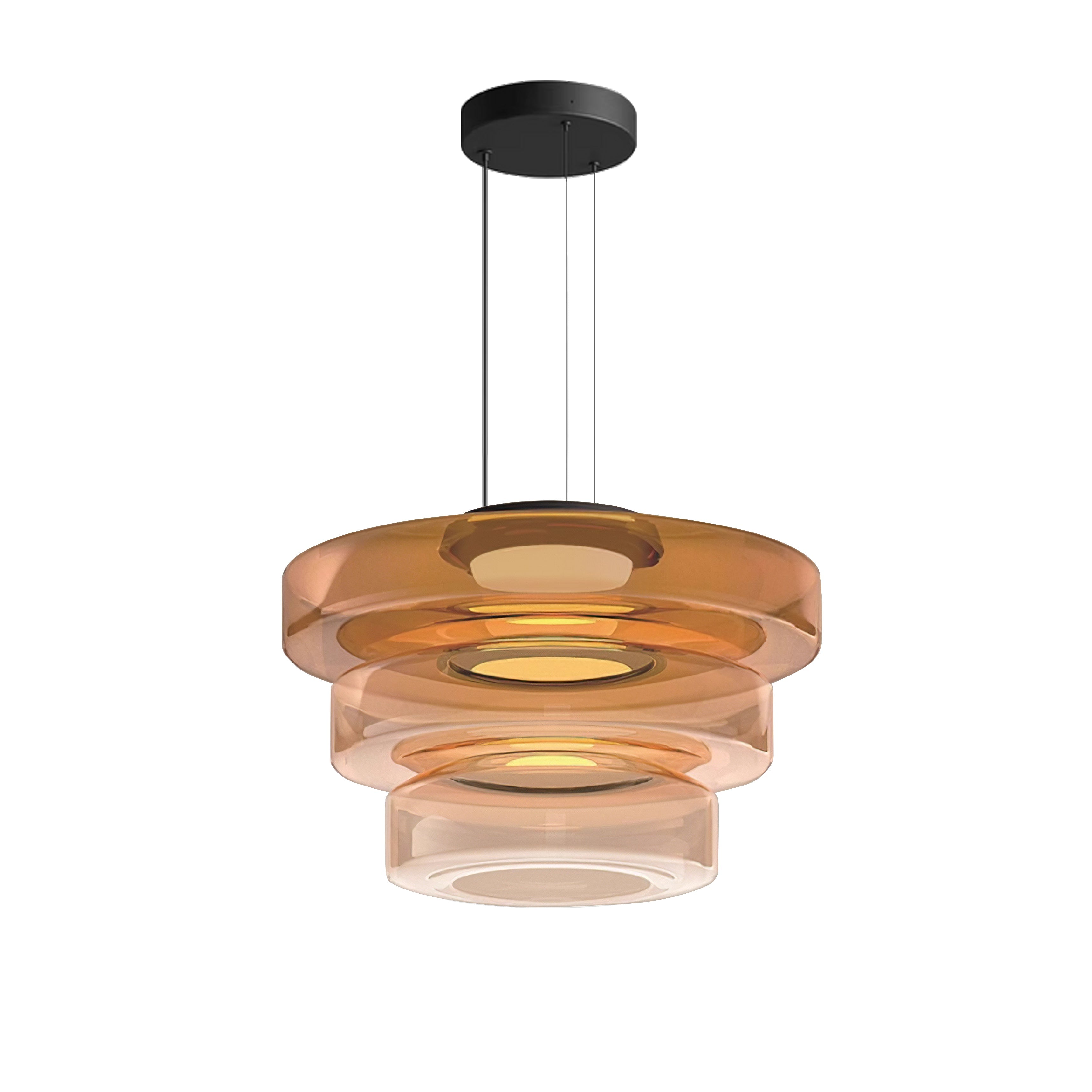 Layered Hanging Lamp | Modern Glass Pendant Light with Warm Tones | Unique Design for Cozy Atmosphere 1