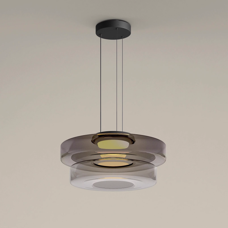 Layered Hanging Lamp | Modern Glass Pendant Light with Warm Tones | Unique Design for Cozy Atmosphere 11
