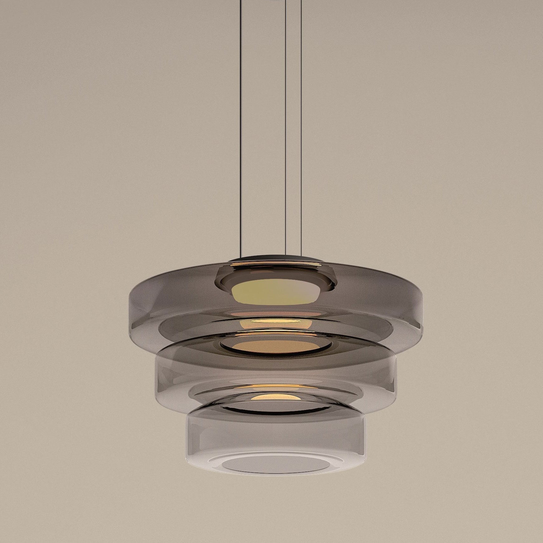 Layered Hanging Lamp | Modern Glass Pendant Light with Warm Tones | Unique Design for Cozy Atmosphere 12