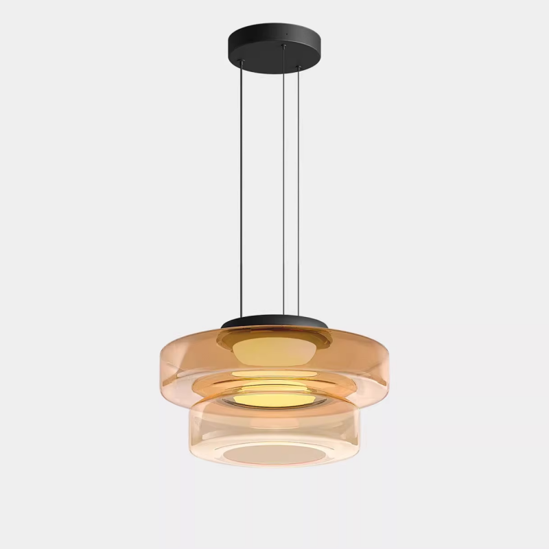 Layered Hanging Lamp | Modern Glass Pendant Light with Warm Tones | Unique Design for Cozy Atmosphere 5
