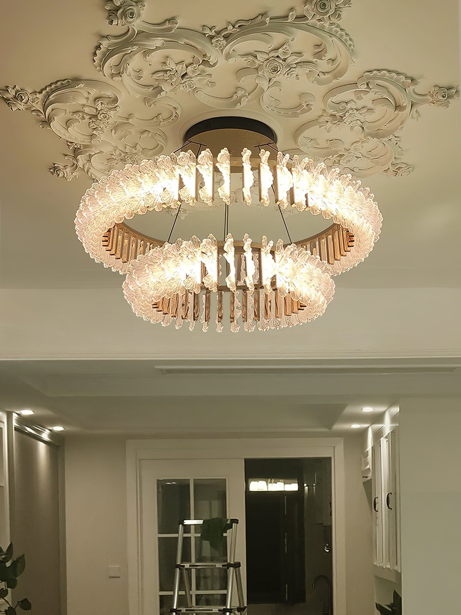 Freyza | Ulcarir Luxury Leaf Glass Chandelier – Dining Room Living Room