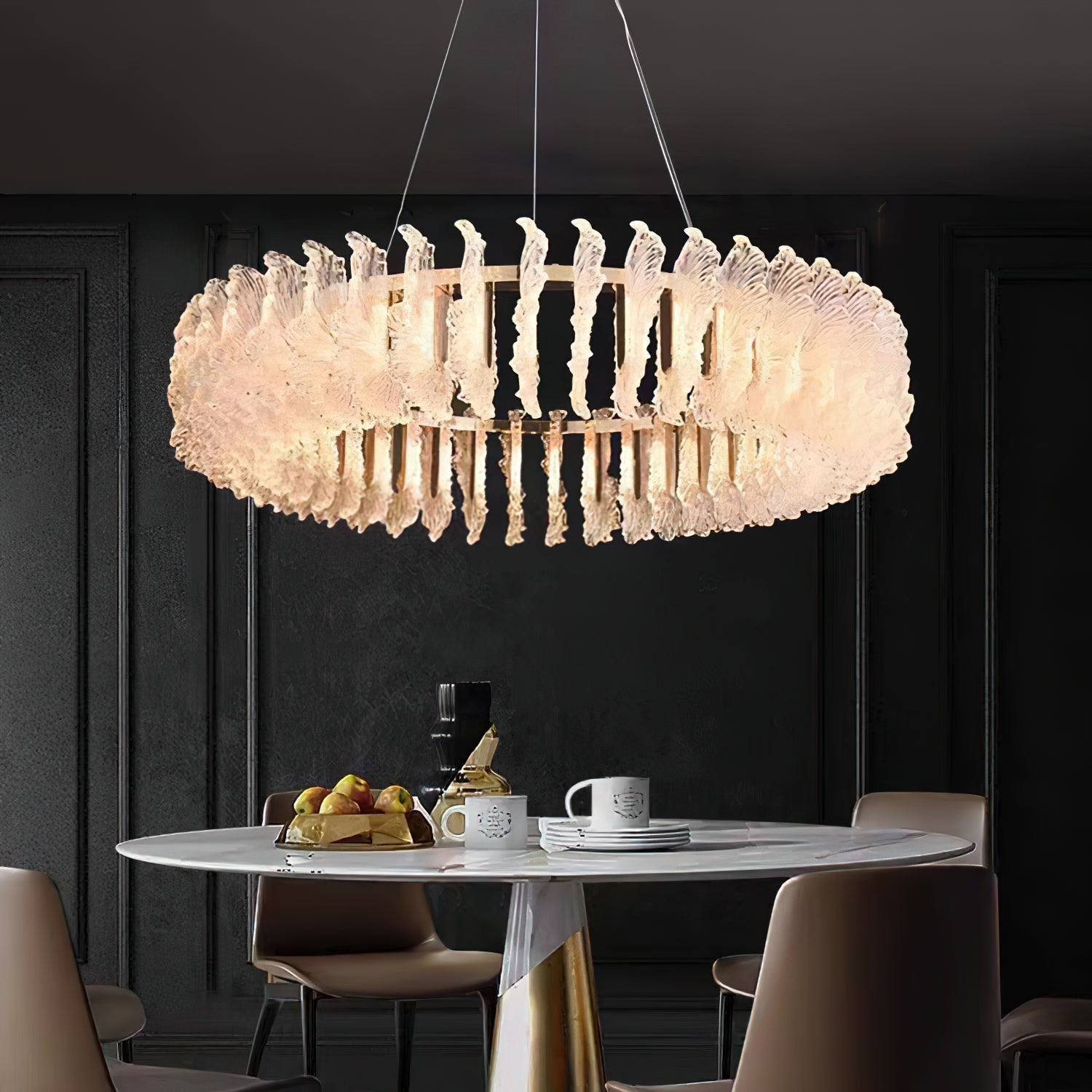 Freyza | Ulcarir Luxury Leaf Glass Chandelier – Dining Room Living Room