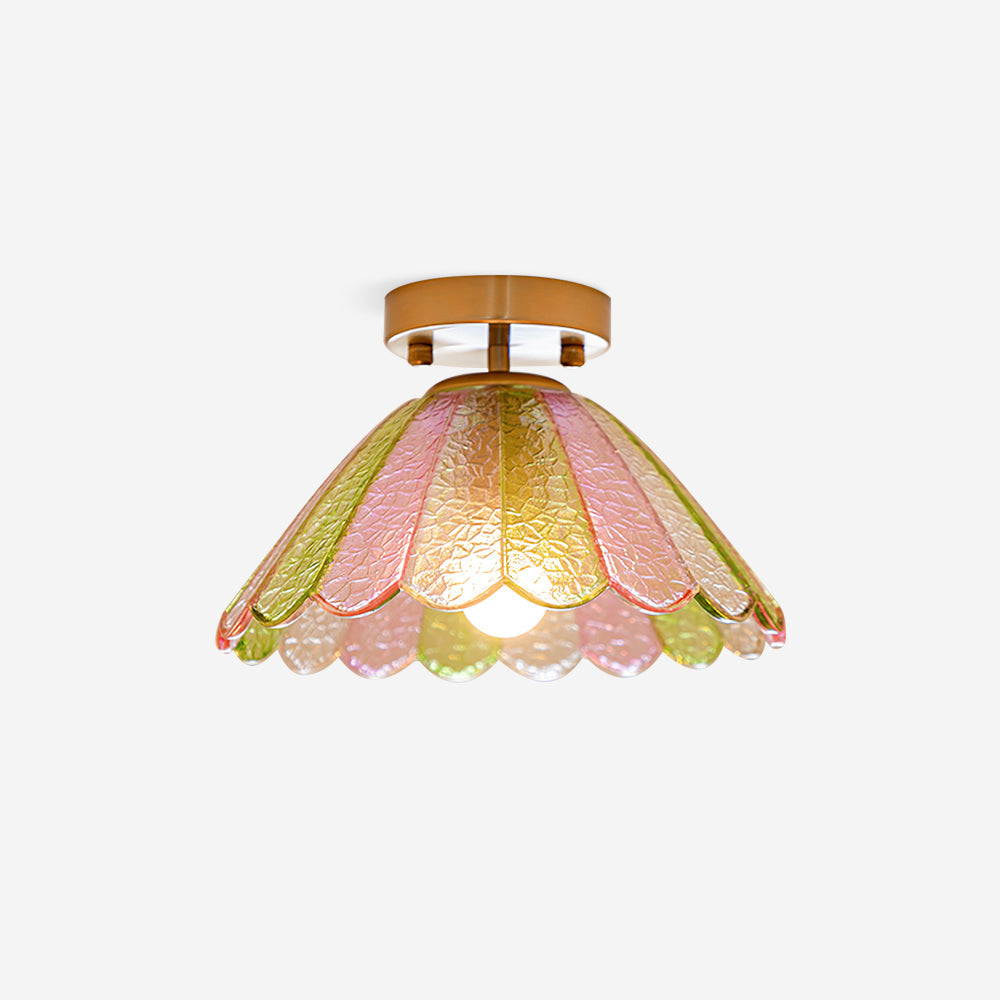 Freyza | Plafonnier en verre doré coloré en forme de pétales – Style vintage pour chambre, couloir et cuisine