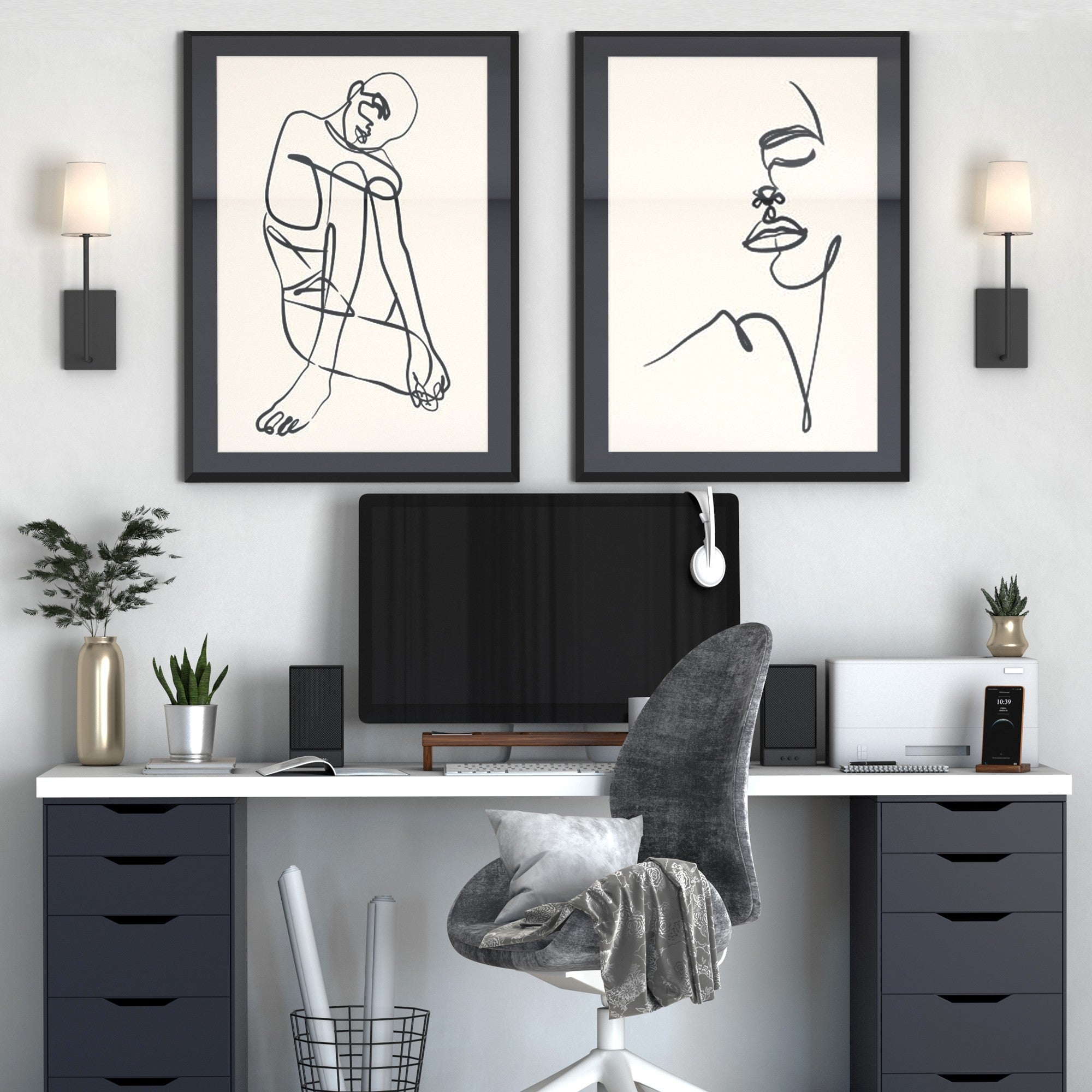 Freyza | Applique murale en laiton artistique vintage avec abat-jour en tissu – Chambre et couloir vintage