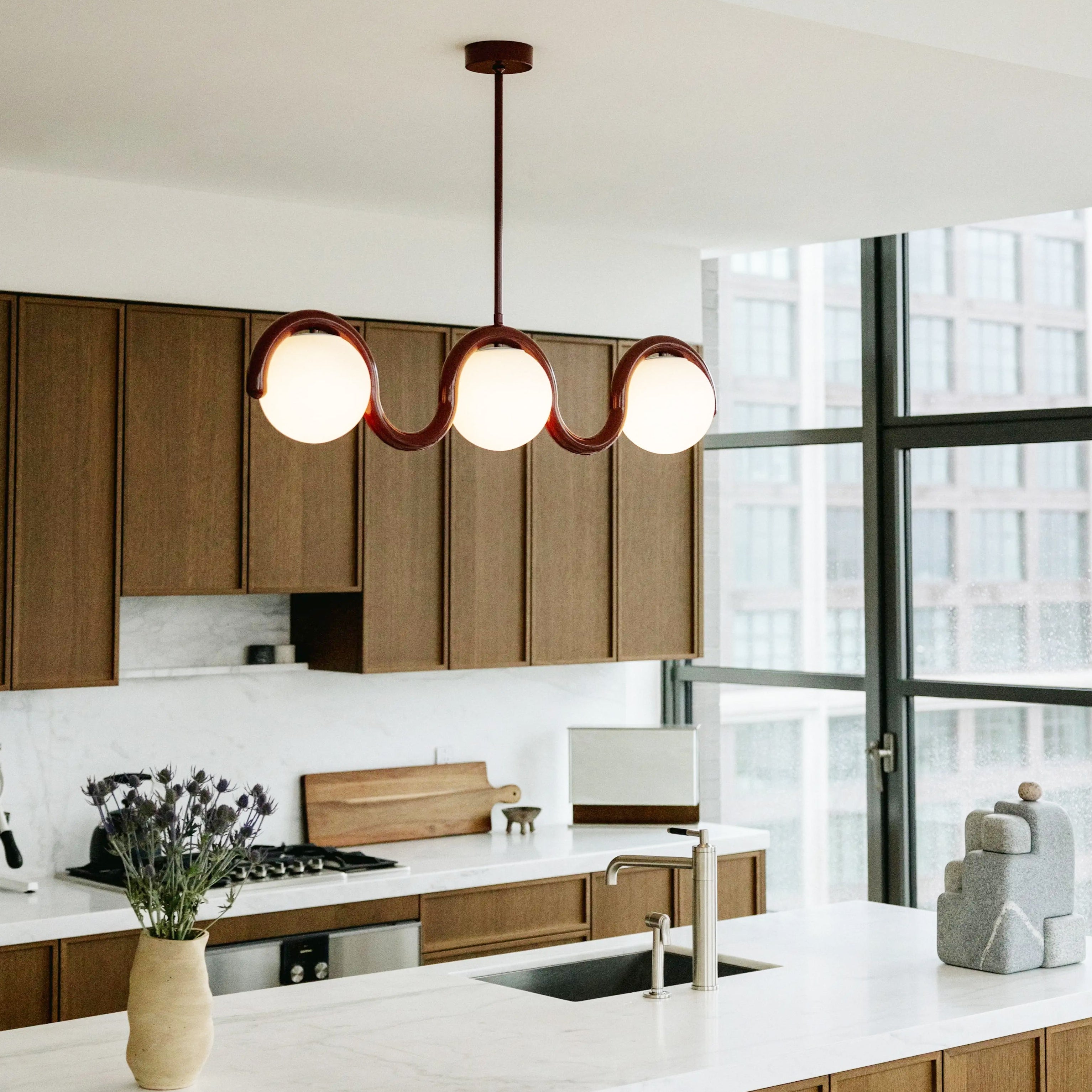 Freyza | Linearer Kronleuchter aus Glas „Citheis“ – Esszimmer, Wohnzimmer