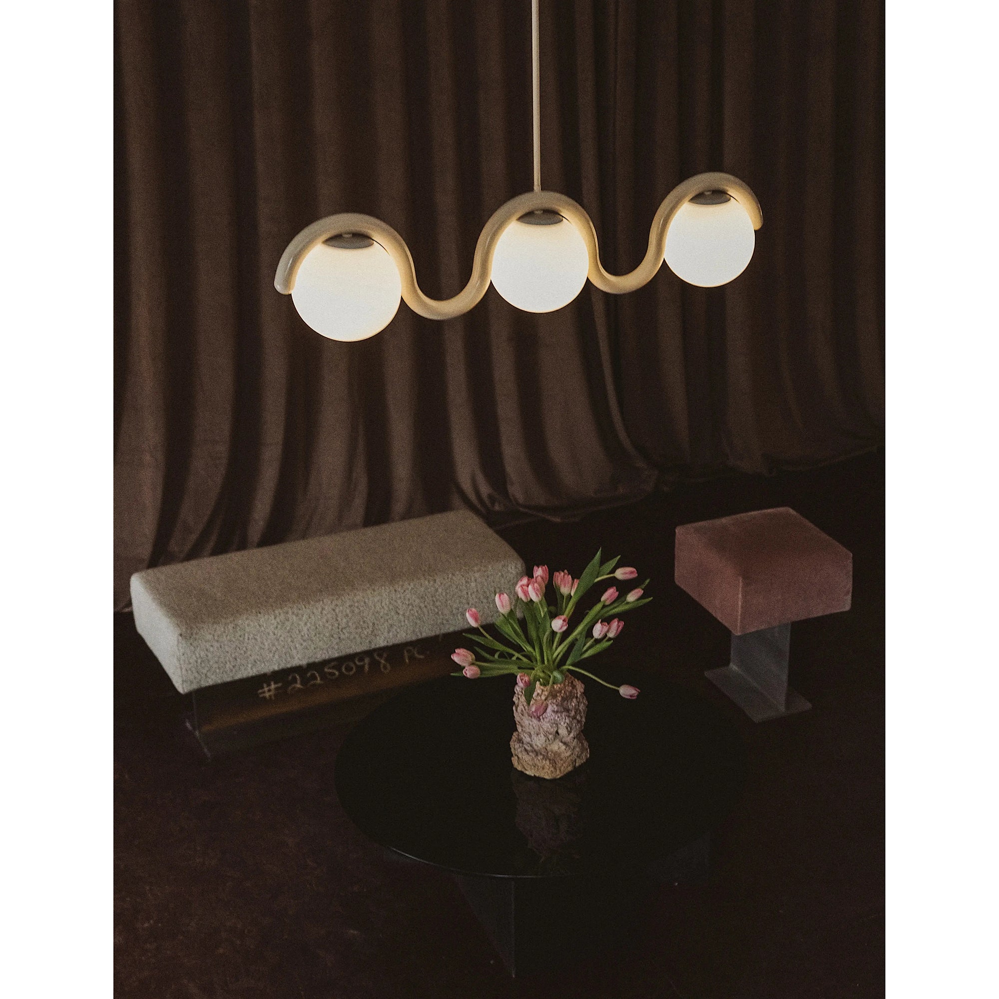 Freyza | Linearer Kronleuchter aus Glas „Citheis“ – Esszimmer, Wohnzimmer