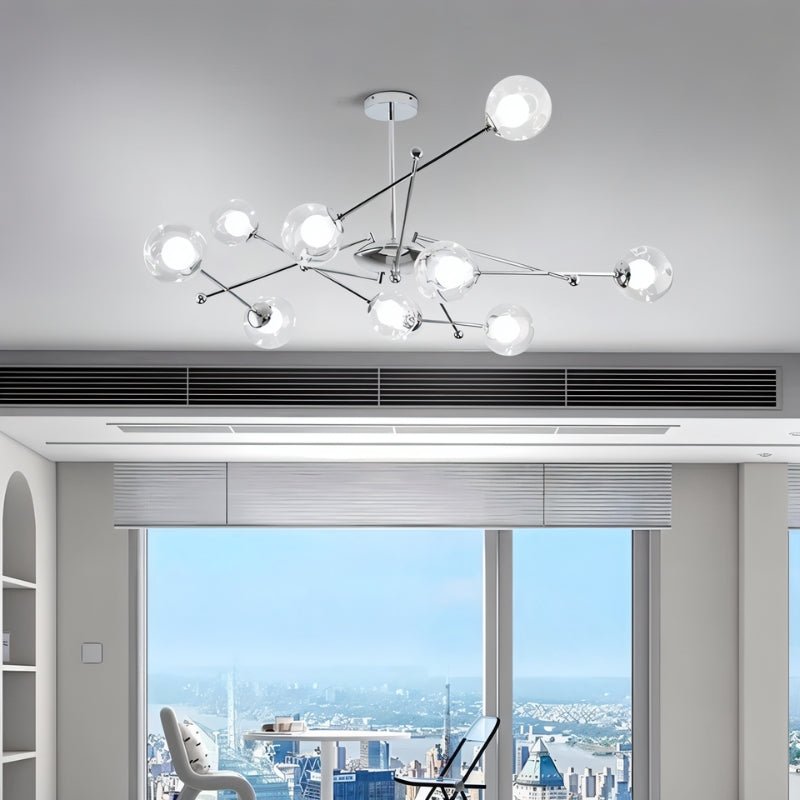 Freyza - Sleek Modern Iron Glass Chandelier Fixture