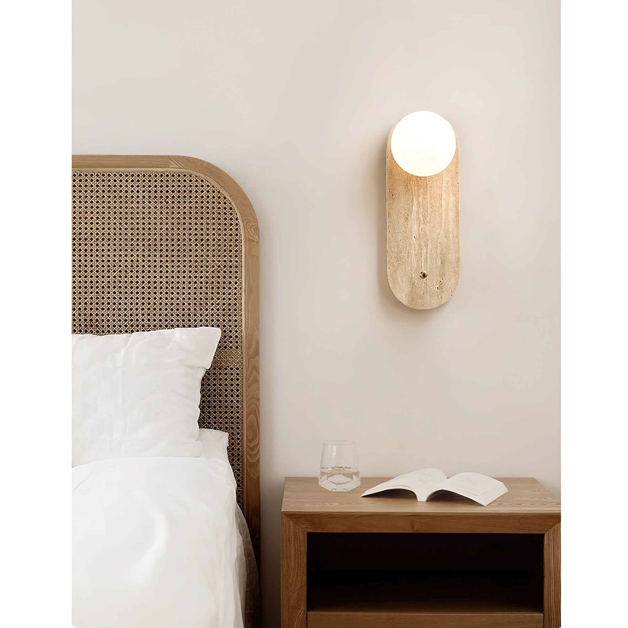 Freyza | Zeshaen Travertine Glass Glass Wall Light – Bedroom Hallway