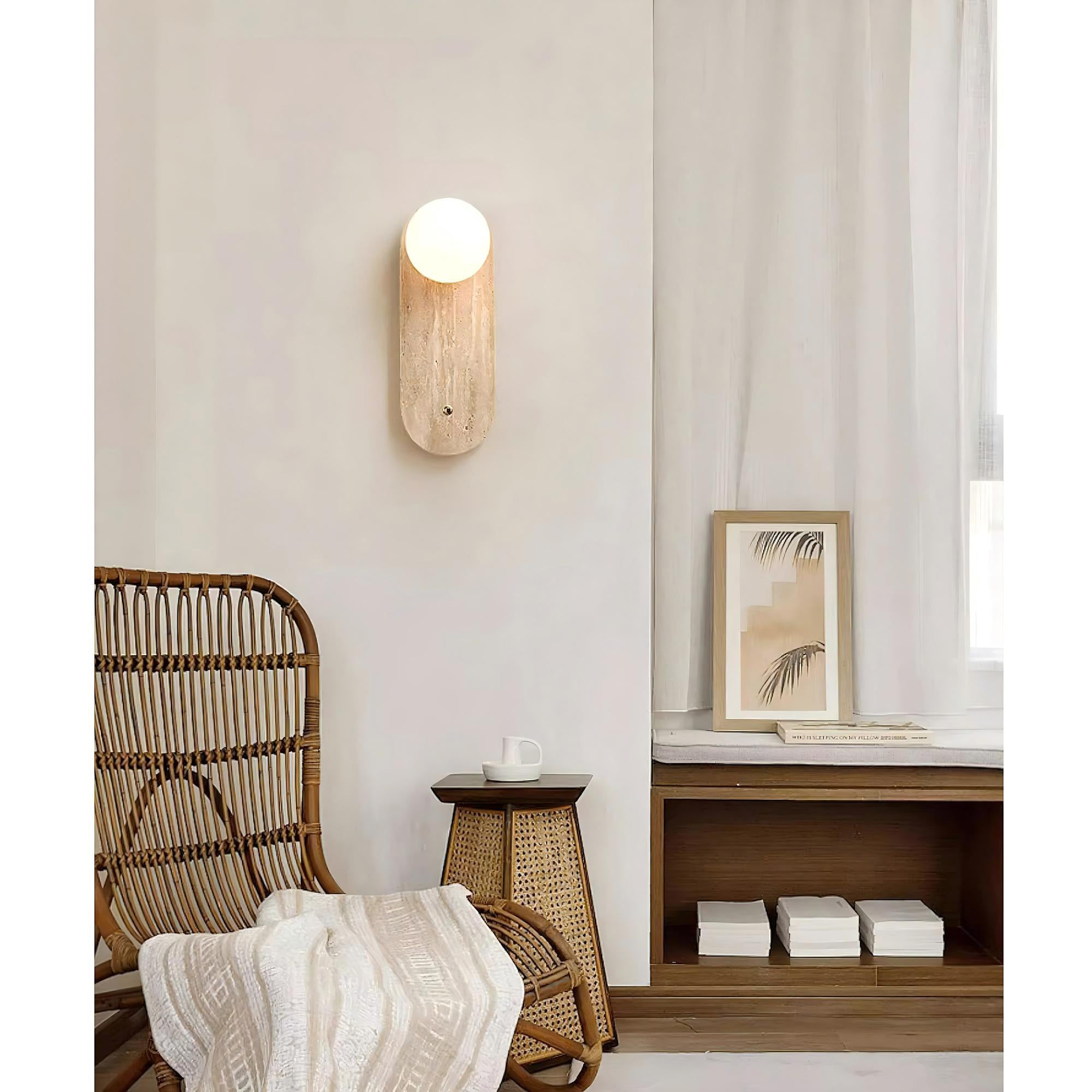 Freyza | Zeshaen Travertine Glass Glass Wall Light – Bedroom Hallway